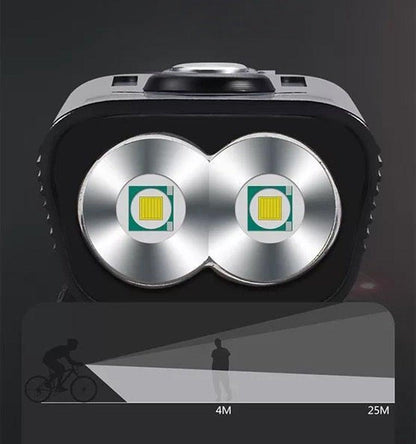 Stevvex bike light dual-LED front headlamp black housing USB rechargeable on Tampa Home & Garden Store