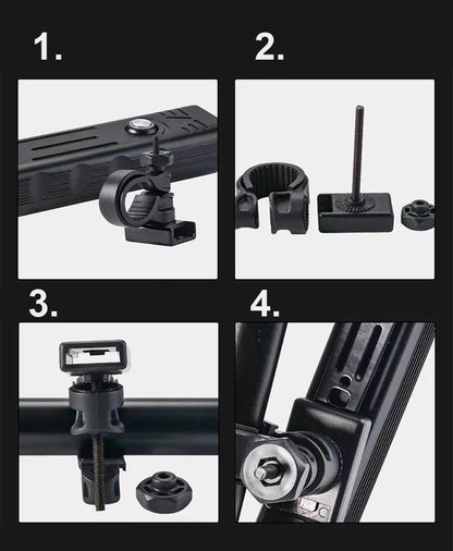 Stevvex ST90SP3332SPR bike light mounting kit with handlebar clamp and mount components on Tampa Home & Garden Store