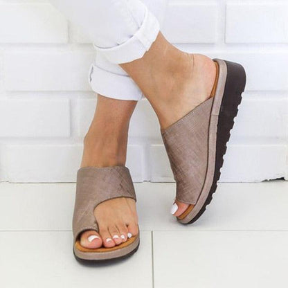 Women leather sandals beige wide strap platform sole casual beach shoe on Tampa Home & Garden Store