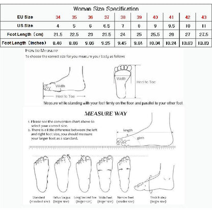 Women shoe size conversion chart with EU/US sizes and foot length diagrams on Tampa Home & Garden Store