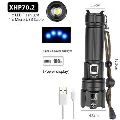 Stevvex rechargeable LED flashlight handheld torch 1x USB cable included black on Tampa Home & Garden Store