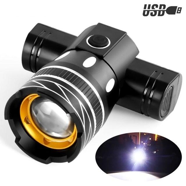 Stevvex LED bike headlight USB rechargeable lamp black bezel waterproof night cycling light on Tampa Home & Garden Store