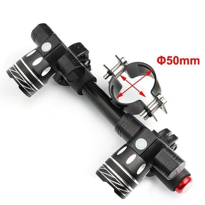 Stevvex black LED bicycle front headlight with dual lamps, USB rechargeable, 50mm clamp on Tampa Home & Garden Store