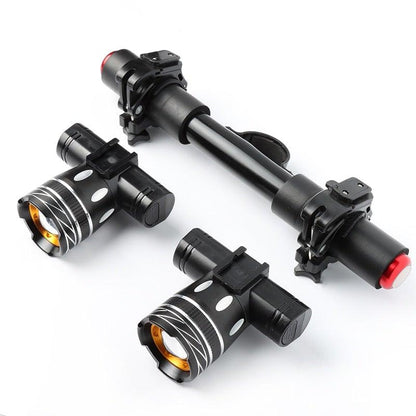 Stevvex LED bike headlight set with 2 front lamps on a mounting bar USB-rechargeable light on Tampa Home & Garden Store