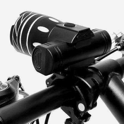 Stevvex USB rechargeable LED bike headlight, black front lamp with high lumens bar mount on Tampa Home & Garden Store
