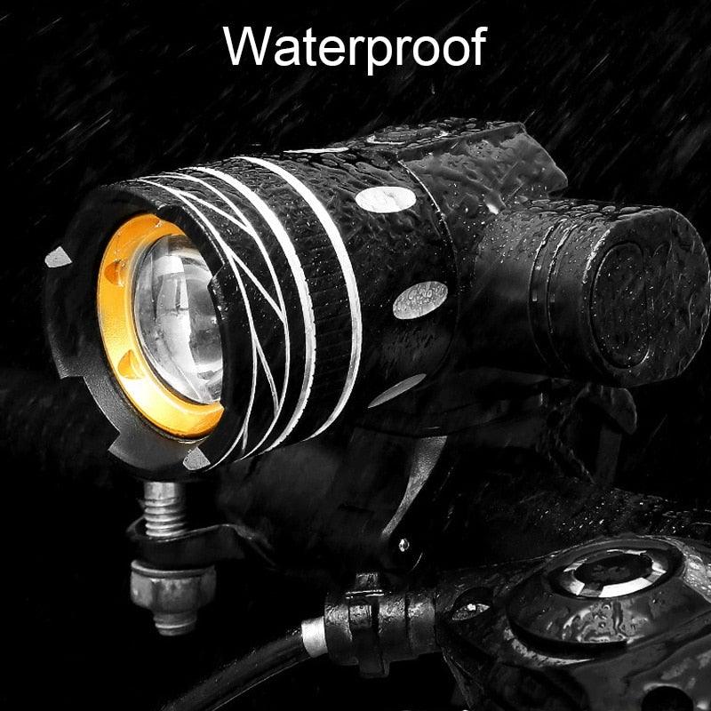 LED Headlight for bike Stevvex, waterproof front lamp with orange bezel, USB rechargeable on bars on Tampa Home & Garden Store