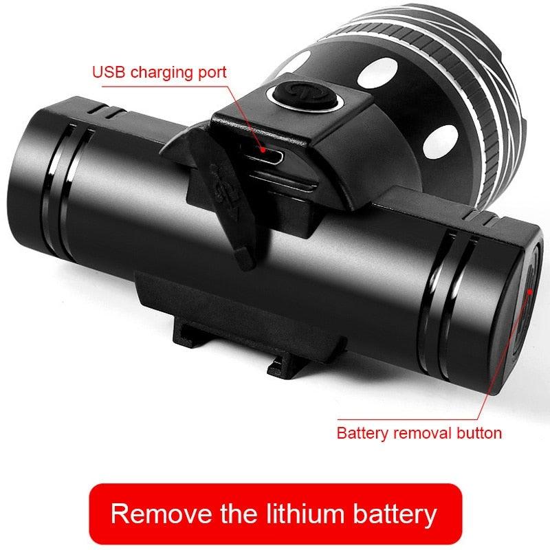 Stevvex LED bike headlight, USB rechargeable front lamp, black, high lumens on Tampa Home & Garden Store