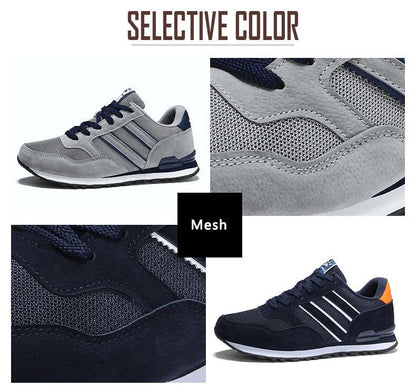 Blue men's casual sneakers with mesh upper 4-color collage on Tampa Home & Garden Store