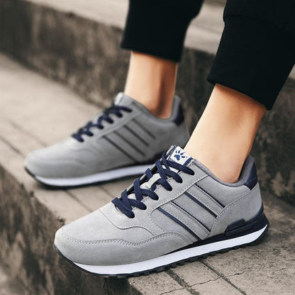 Men's casual sneakers Stevvex gray suede with navy laces ST85SH7441WRB on Tampa Home & Garden Store