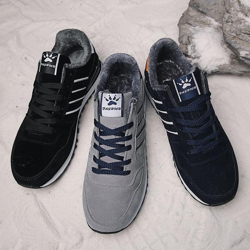 Stevvex men's casual sneakers set of 3 in black gray navy artificial leather fleece-lined on Tampa Home & Garden Store