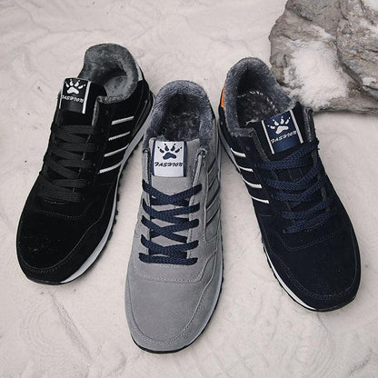 Stevvex men's casual sneakers set of 3 in black gray navy artificial leather fleece-lined on Tampa Home & Garden Store
