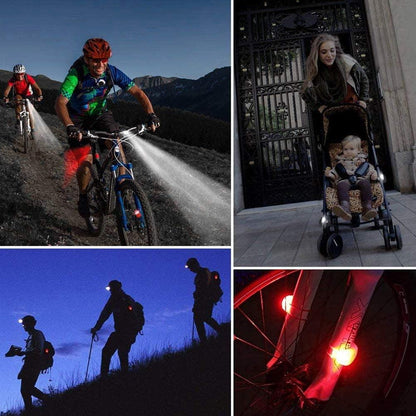 Waterproof Silicone Bike Front and Rear Lights by Stevvex, red/white LEDs on bikes and stroller on Tampa Home & Garden Store