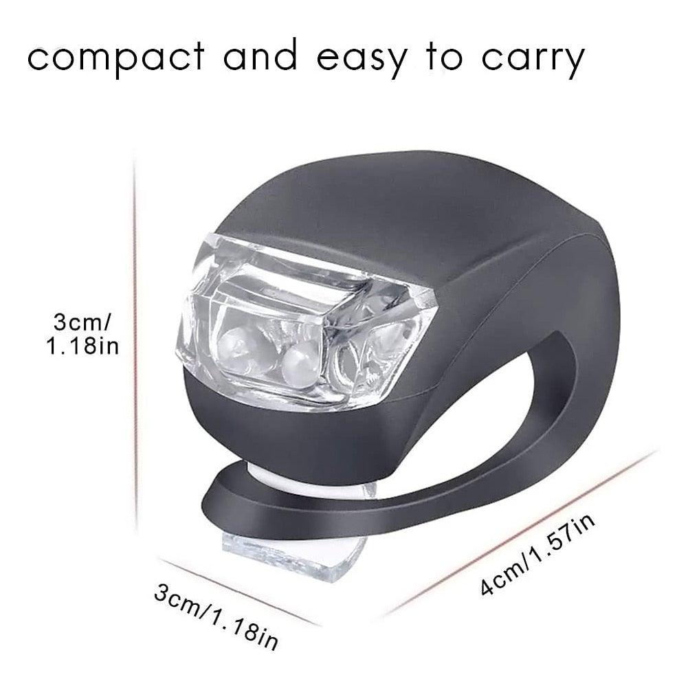 Stevvex waterproof silicone bike front and rear light, black with clear lens, compact 4cm long on Tampa Home & Garden Store