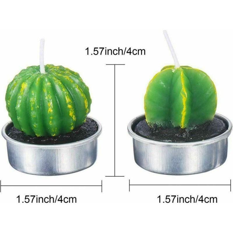 Stevvex mini succulent cactus tea light candles green ribbed metal tins 2-pack on Tampa Home & Garden Store