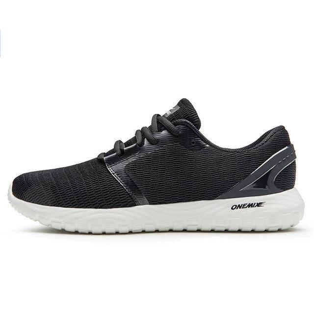 Men's black lightweight running sneakers with breathable knit upper and white sole on Tampa Home & Garden Store