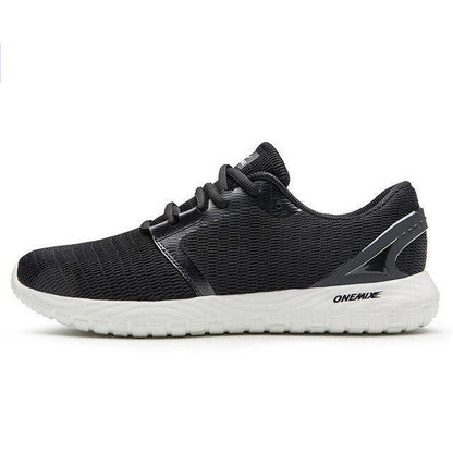 Men's black lightweight running sneakers with breathable knit upper and white sole on Tampa Home & Garden Store