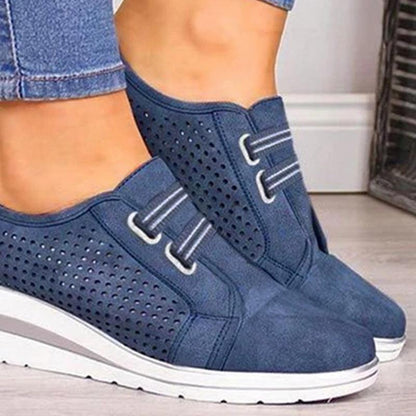 Stevvex blue perforated casual sneakers with white sole on Tampa Home & Garden Store