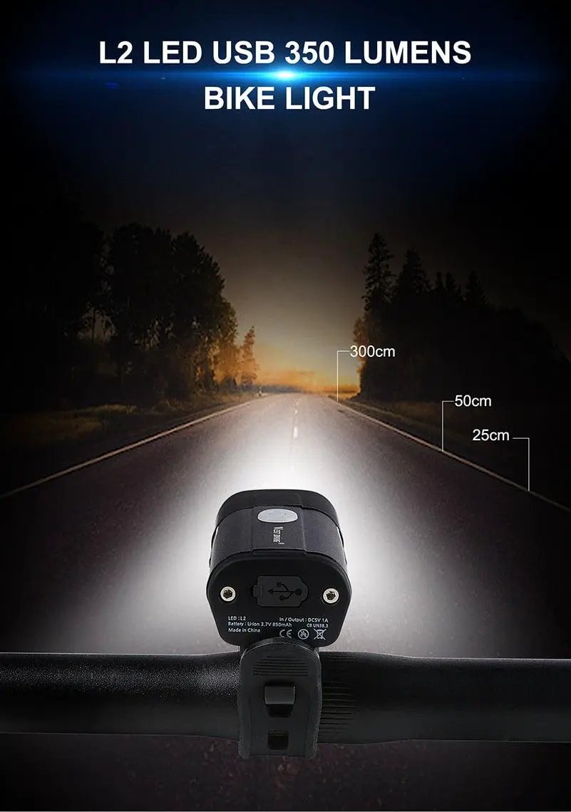 Front Bicycle Light USB Rechargeable LED Headlamp