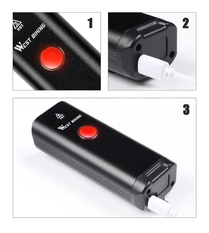 Front Bicycle Light USB Rechargeable LED Headlamp