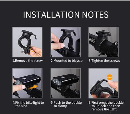 Stevvex bicycle headlight and taillight mounting guide with six steps for ST90SP1244CGG set on Tampa Home & Garden Store