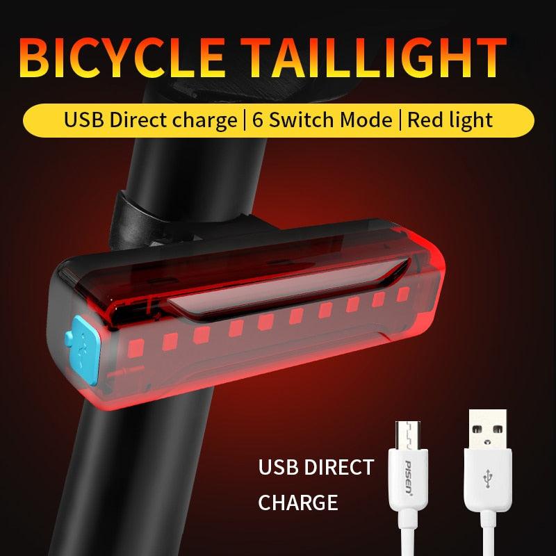 Stevvex bicycle taillight set USB rechargeable red LED rear light with blue charge port on Tampa Home & Garden Store