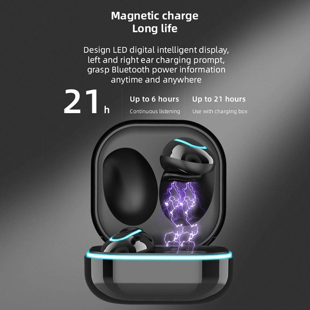 Stevvex In-Ear Wireless Headphones with LED display case, black sport buds on Tampa Home & Garden Store
