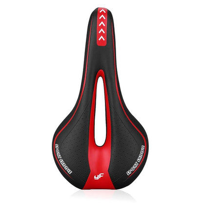 Stevvex Comfort Gel Bicycle Saddle with central relief hole black/red perforated sides on Tampa Home & Garden Store