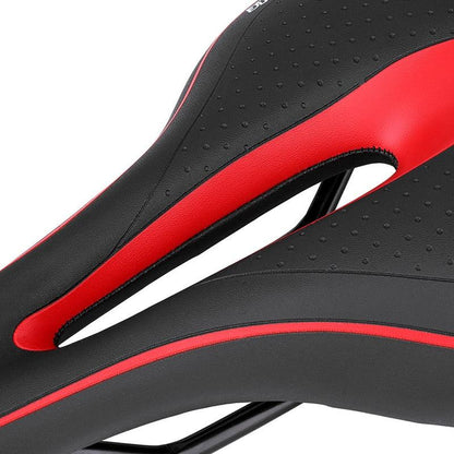 Stevvex comfort gel bicycle saddle black with red trim, relief cutout and ergonomic contour on Tampa Home & Garden Store