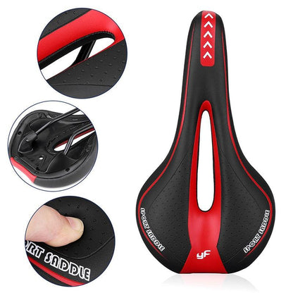1x Stevvex gel bicycle saddle with red/black cover, central relief, ergonomic for road bikes on Tampa Home & Garden Store