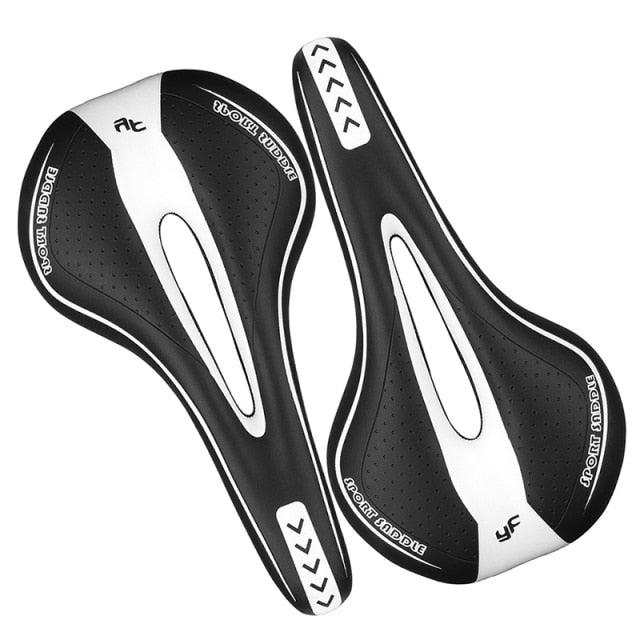 2 Stevvex Comfort Gel Bicycle Saddles with central relief zone in black with white accents on Tampa Home & Garden Store