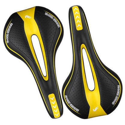 Stevvex Gel bicycle saddle pair, black/yellow, central relief cutout for road MTB on Tampa Home & Garden Store
