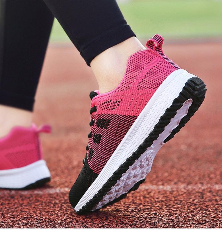 Sport Women Casual Shoes pink breathable mesh walking sneakers Stevvex on Tampa Home & Garden Store