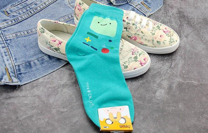 Adventure Time crew sock teal with Ice King and Lumpy Space Princess, Stevvex socks on Tampa Home & Garden Store