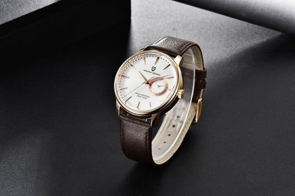 New Simple Luxury Men's Quartz Watch with brown leather strap and gold-tone case Stevvex on Tampa Home & Garden Store