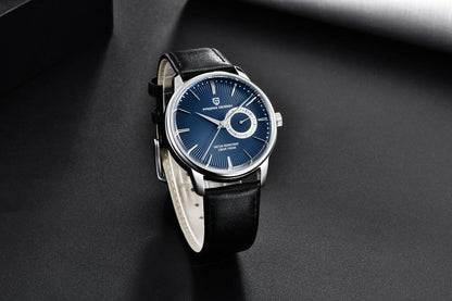 Stevvex ST432NEWWCH5 men's quartz watch with blue dial and black leather strap on Tampa Home & Garden Store
