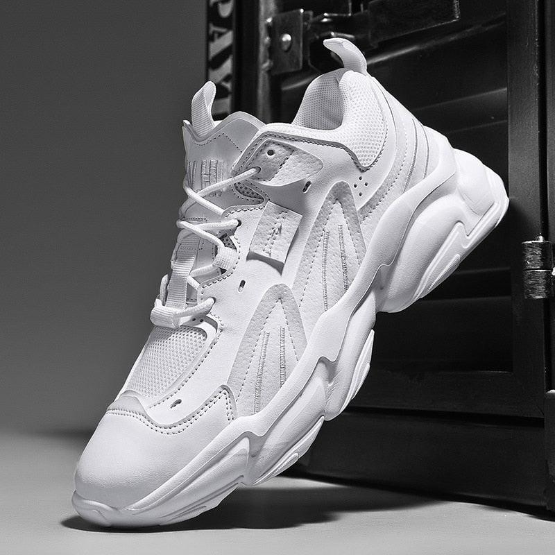 Sneakers Stevvex white, chunky sole with mesh panels, men's casual athletic style on Tampa Home & Garden Store