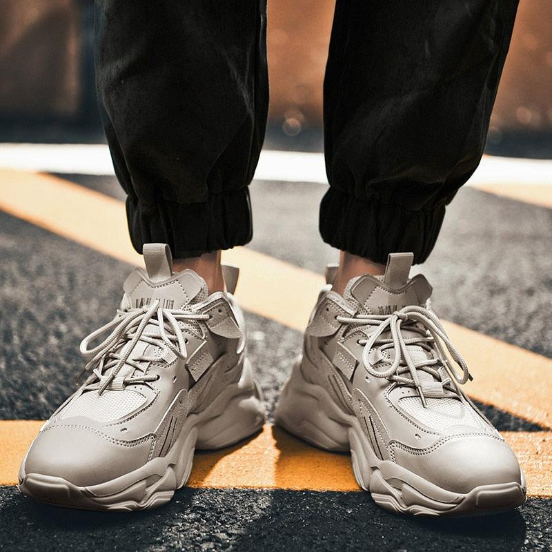Stevvex mens chunky sneakers in light gray white casual sporty running design on Tampa Home & Garden Store