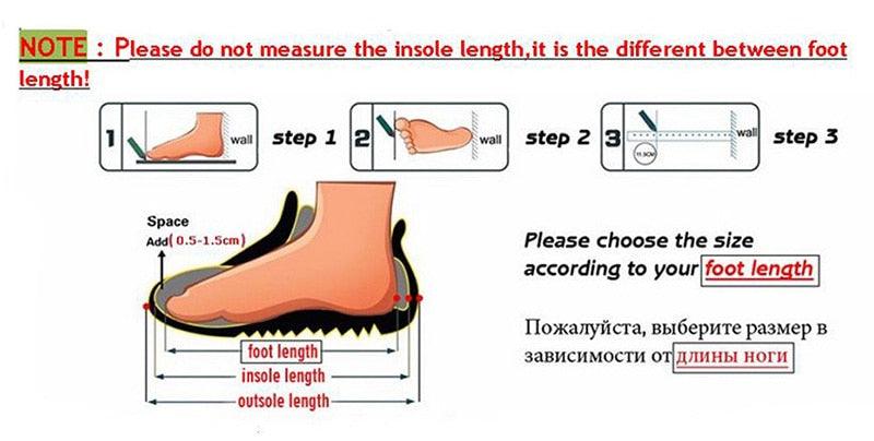 Waterproof winter boots diagram featuring an orange boot and foot-length measurement steps on Tampa Home & Garden Store