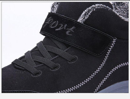 Stevvex waterproof winter boots black suede high-top with fur lining and Velcro strap on Tampa Home & Garden Store