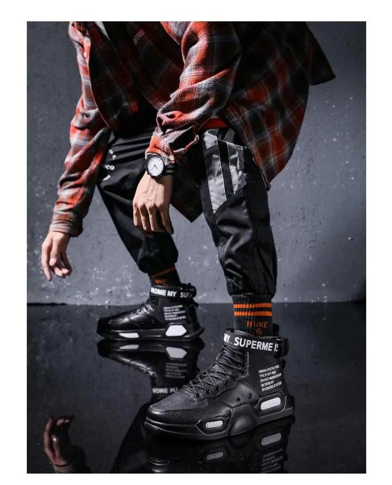 High Top Red Sneakers for Men Hip Hop Style