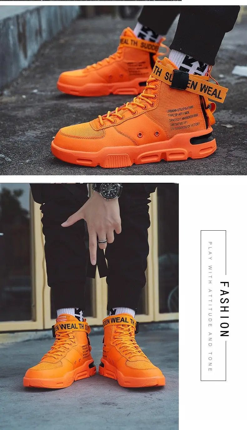 High Top Red Sneakers for Men Hip Hop Style