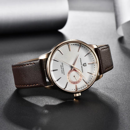New Simple Luxury Mens Quartz Watch with brown leather strap and rose gold case by Stevvex on Tampa Home & Garden Store