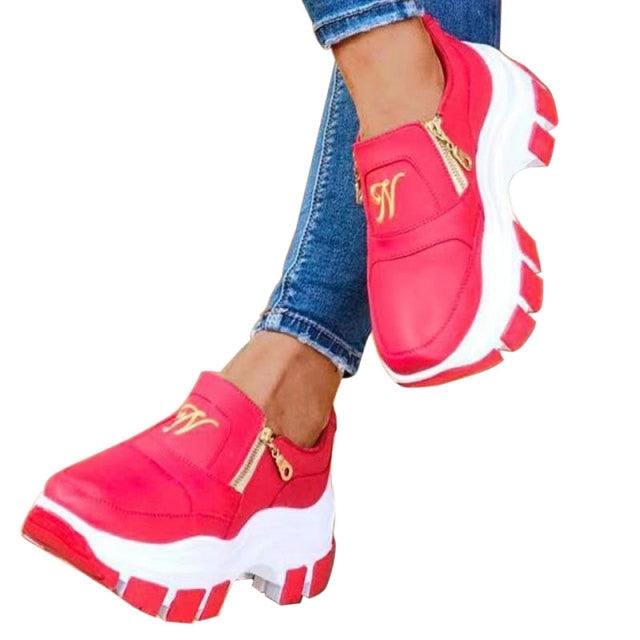 Women's Blue Platform Slip On Shoes With A Zipper