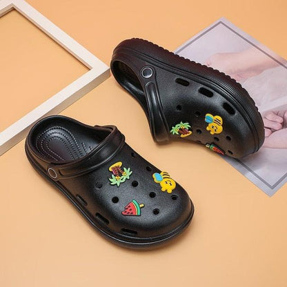 Stevvex gray slip-on garden sandals for women, lightweight non-slip rubber clogs with prints on Tampa Home & Garden Store