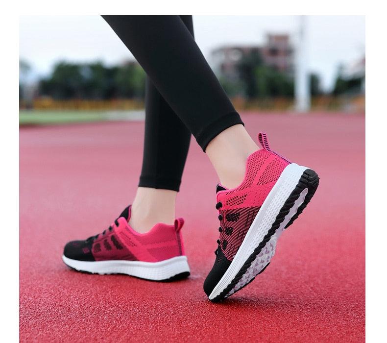Stevvex women's sneakers pink and black mesh lightweight breathable athletic pair on Tampa Home & Garden Store