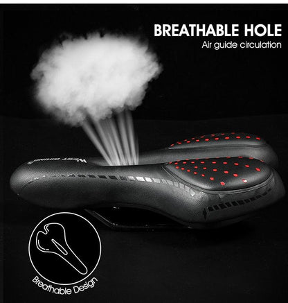 Stevvex bike saddle black PU leather gel cushion, red accents, anti-slip waterproof for MTB on Tampa Home & Garden Store