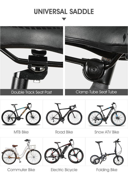 Bike Saddle Stevvex universal PU leather gel-filled cushion, anti-slip and waterproof on Tampa Home & Garden Store