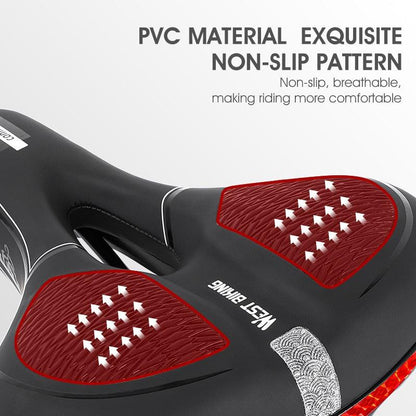 Stevvex PU leather gel-filled saddle, black red antislip grip panels for mountain bikes on Tampa Home & Garden Store