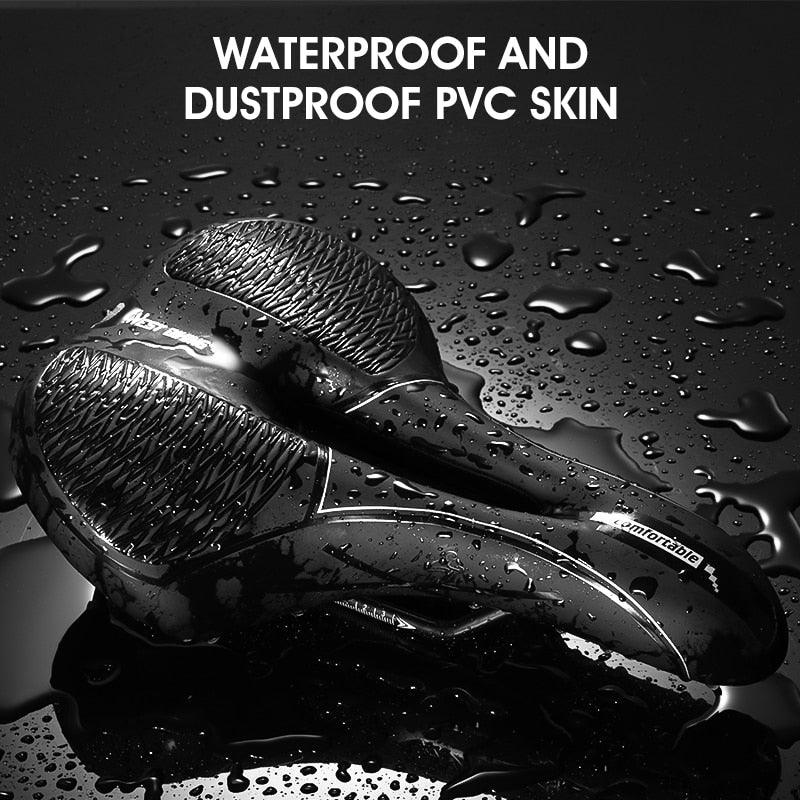 Bicycle saddle Stevvex PU leather gel-filled waterproof anti-slip for mountain bikes black on Tampa Home & Garden Store