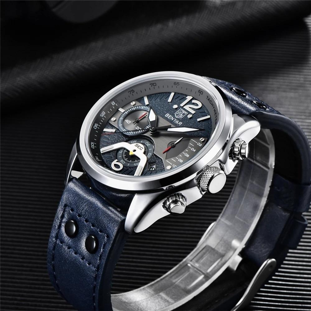 Stevvex ST442LKJ66 men’s sport analog quartz watch with blue leather strap and steel case on Tampa Home & Garden Store